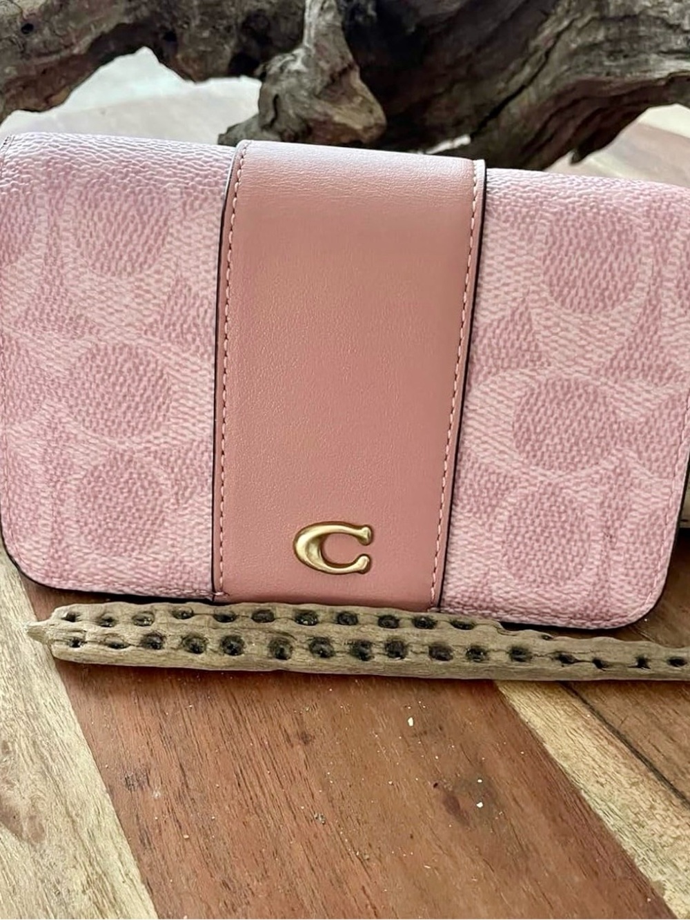 COACH Pink Melon Signature Essential Slim Card Case Wallet NWOT